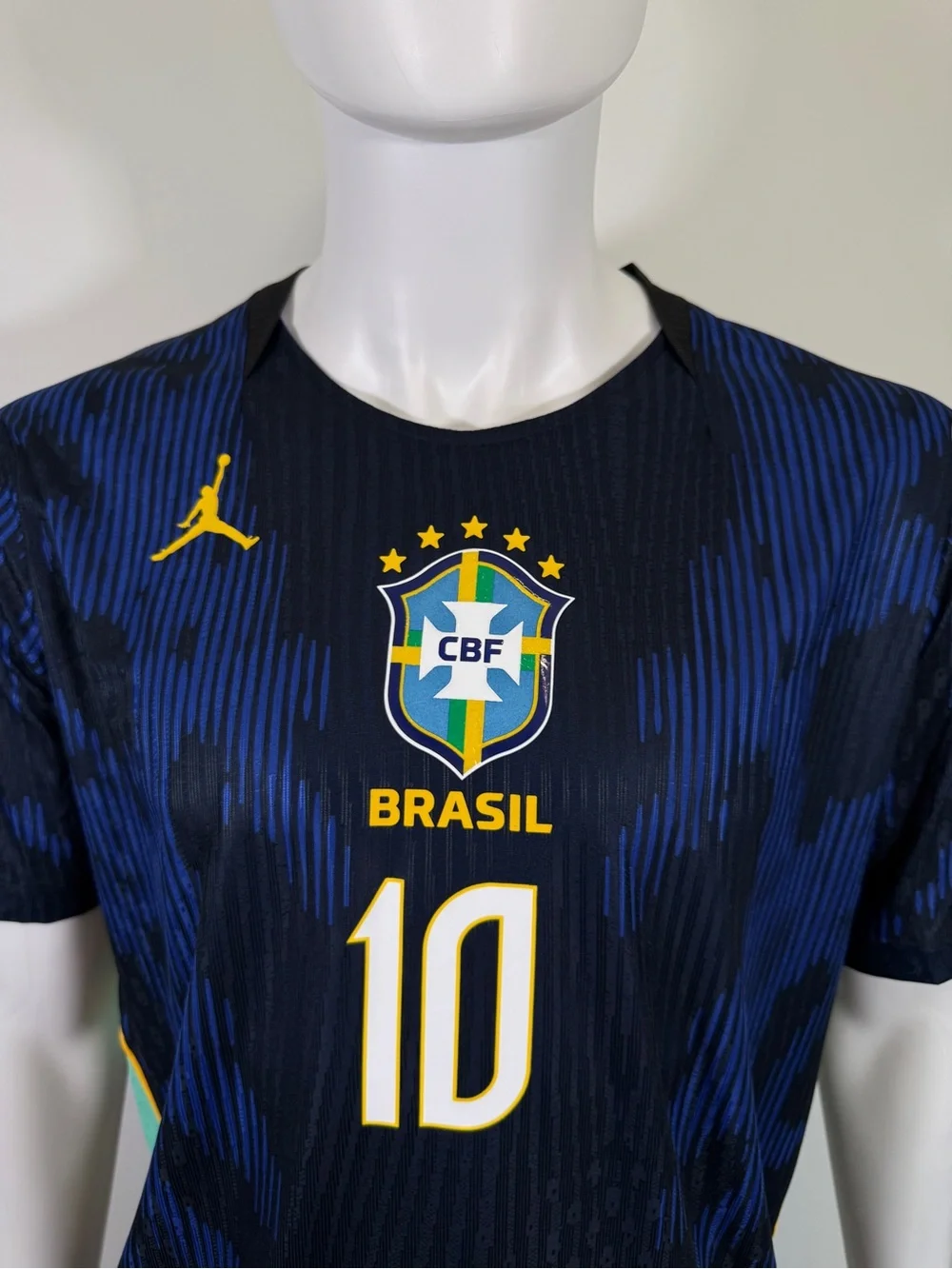 Jordan Brazil #10 Men's Football Jersey - Navy & Yellow